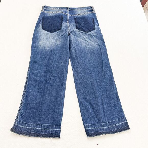 Ella Moss Cropped Wide Leg Faux Back Pocket Denim Jeans Size 28 - Picture 6 of 10